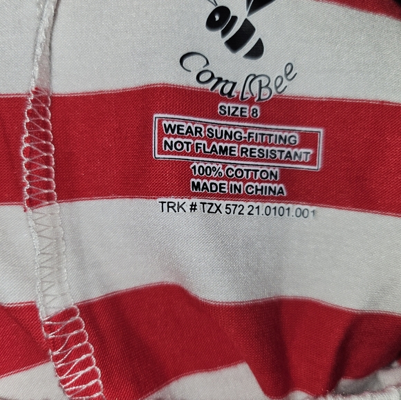 Coral Bee Reindeer Pajamas, Size 8 - Picture 3 of 8